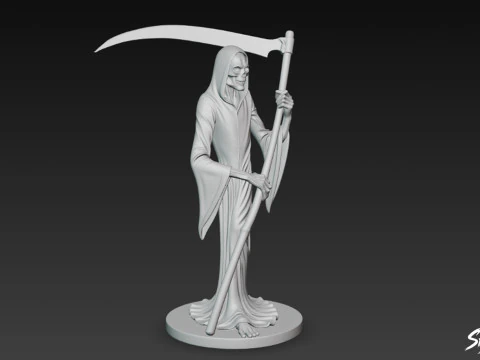 Grim Reaper Statue Standing Pose 3D Model