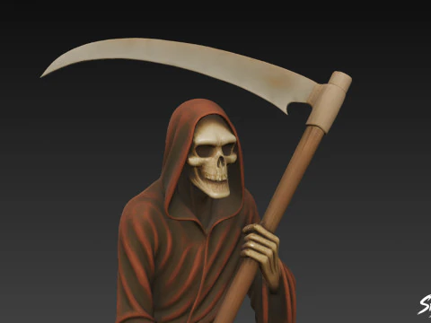 Grim Reaper Statue Walking Pose 3D Model