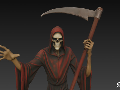 포즈를 취하고 있는 저승사자 동상 3D 모델