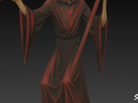 포즈를 취하고 있는 저승사자 동상 3D 모델