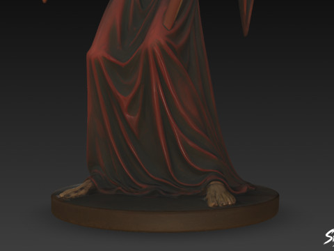 포즈를 취하고 있는 저승사자 동상 3D 모델