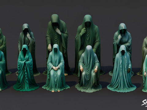 Ghost Statue Pack 3D Model