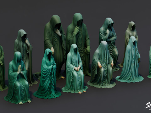 Ghost Statue Pack 3D Model