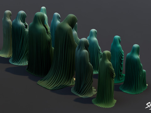 Ghost Statue Pack 3D Model