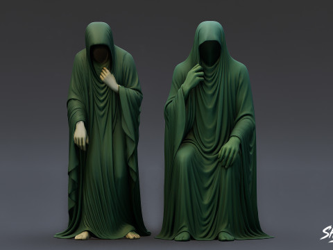 Ghost Statue Pack 3D Model