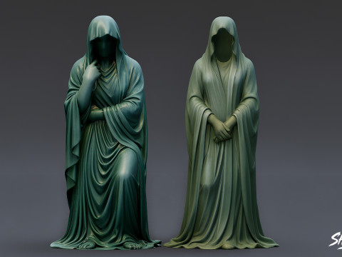 Ghost Statue Pack 3D Model
