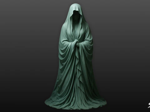Ghost Statue Standing Vigil 3D Model