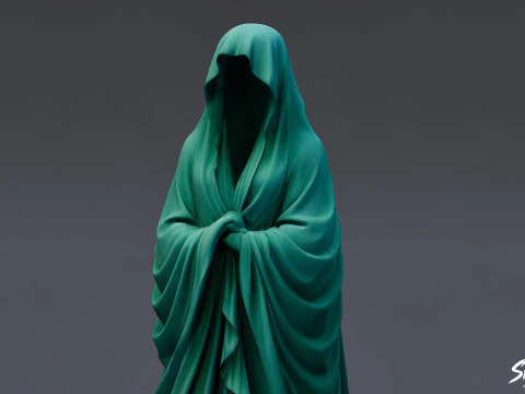 Ghost Statue Standing Vigil 3D Model
