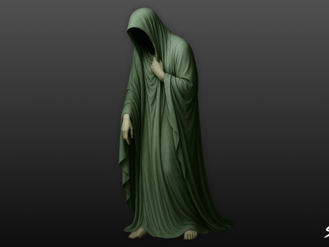 Figura piegata della statua del fantasma Modello 3D