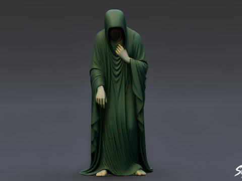 Ghost Statue Bowed Figure 3D Model