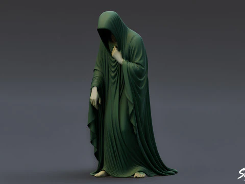 Ghost Statue Bowed Figure 3D Model