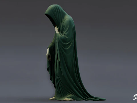 Ghost Statue Bowed Figure 3D Model