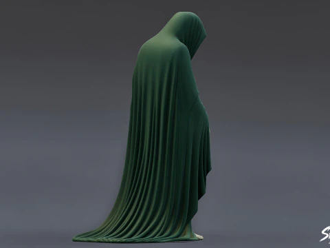 Ghost Statue Bowed Figure 3D Model