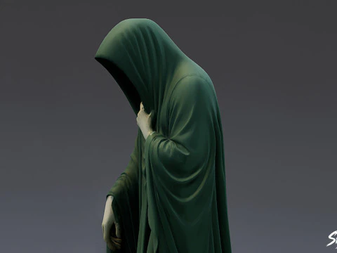 Ghost Statue Bowed Figure 3D Model