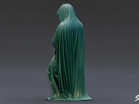 Ghost Statue Seated Contemplation 3D Model