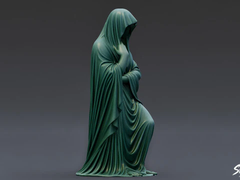 Ghost Statue Seated Contemplation 3D Model