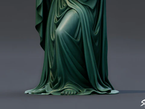 Ghost Statue Seated Contemplation 3D Model