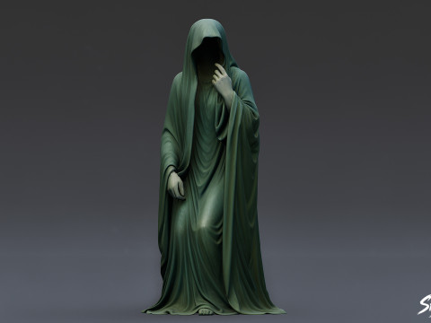 Posąg ducha siedzącego z podniesioną ręką Model 3D