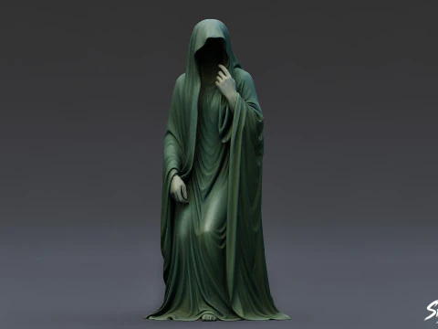 Ghost Statue Seated Hand Raised 3D Model