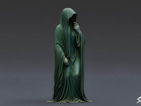 Posąg ducha siedzącego z podniesioną ręką Model 3D