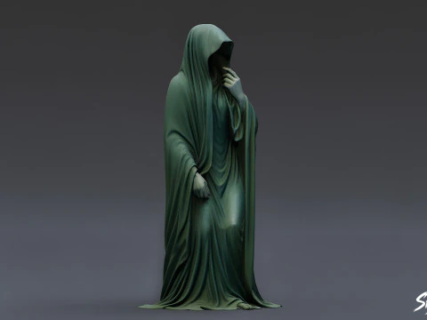 Ghost Statue Seated Hand Raised 3D Model