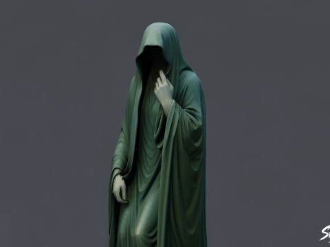 Posąg ducha siedzącego z podniesioną ręką Model 3D