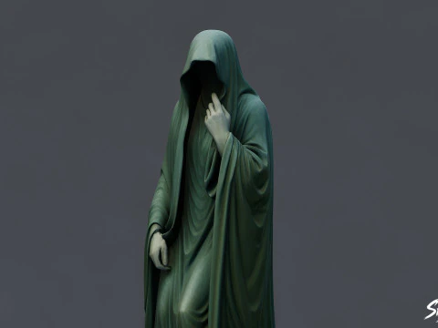Ghost Statue Seated Hand Raised 3D Model