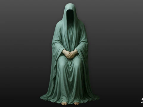 Statua del fantasma seduto con le mani giunte Modello 3D