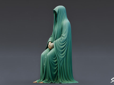 Статуя призрака, сидящая со сложенными руками 3D Модель