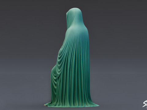 Статуя призрака, сидящая со сложенными руками 3D Модель