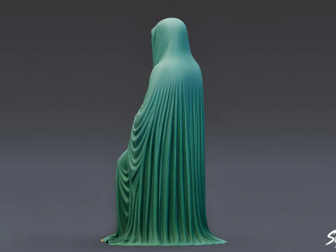 Ghost Statue Seated Hands Folded 3D Model
