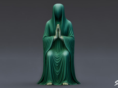 प्रार्थना करती हुई बैठी हुई भूत की मूर्ति 3D मॉडल