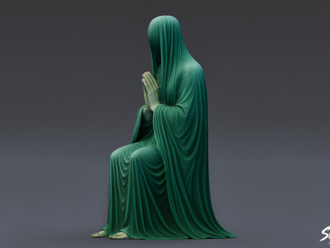 प्रार्थना करती हुई बैठी हुई भूत की मूर्ति 3D मॉडल