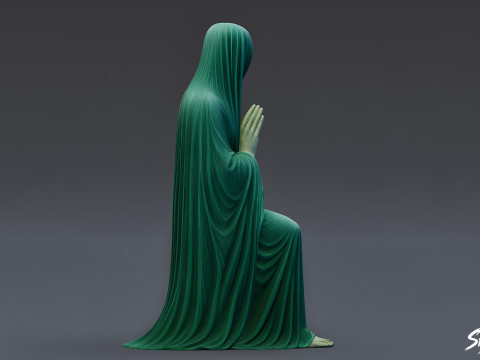 प्रार्थना करती हुई बैठी हुई भूत की मूर्ति 3D मॉडल