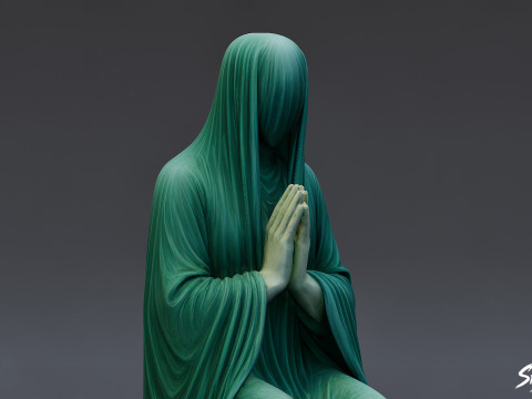 प्रार्थना करती हुई बैठी हुई भूत की मूर्ति 3D मॉडल