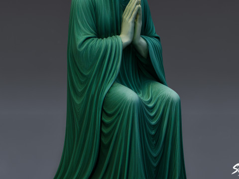 प्रार्थना करती हुई बैठी हुई भूत की मूर्ति 3D मॉडल