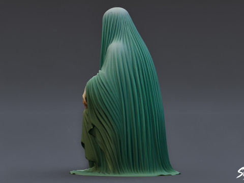 Patung Hantu Duduk di Singgasana Model 3D