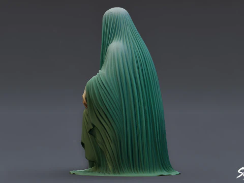 Ghost Statue Seated Throne 3D Model