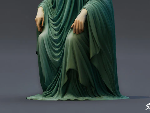 Ghost Statue Seated Throne 3D Model
