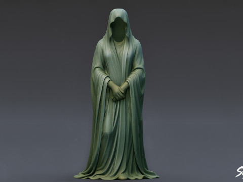 Spookstandbeeld staande handen gevouwen 3D Model