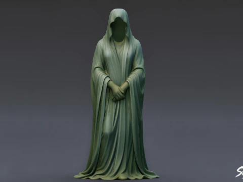 Ghost Statue Standing Hands Folded 3D Model