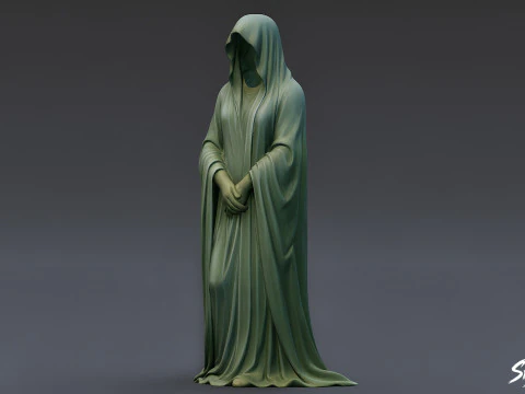Ghost Statue Standing Hands Folded 3D Model
