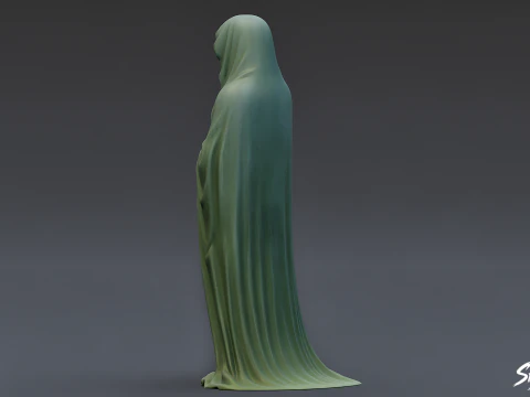 Ghost Statue Standing Hands Folded 3D Model