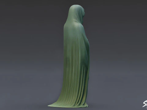 Ghost Statue Standing Hands Folded 3D Model