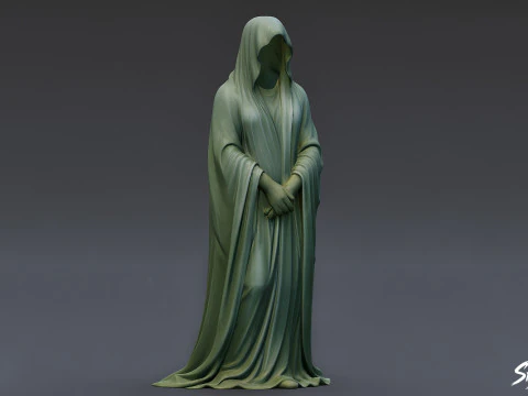 Ghost Statue Standing Hands Folded 3D Model