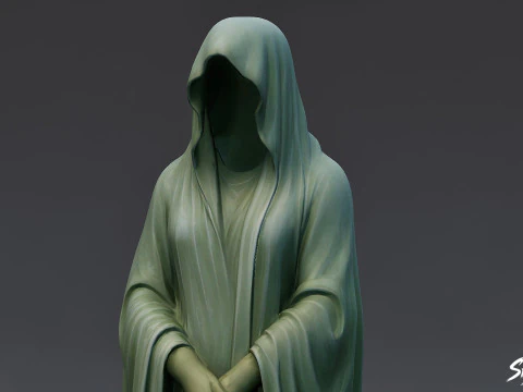 Ghost Statue Standing Hands Folded 3D Model