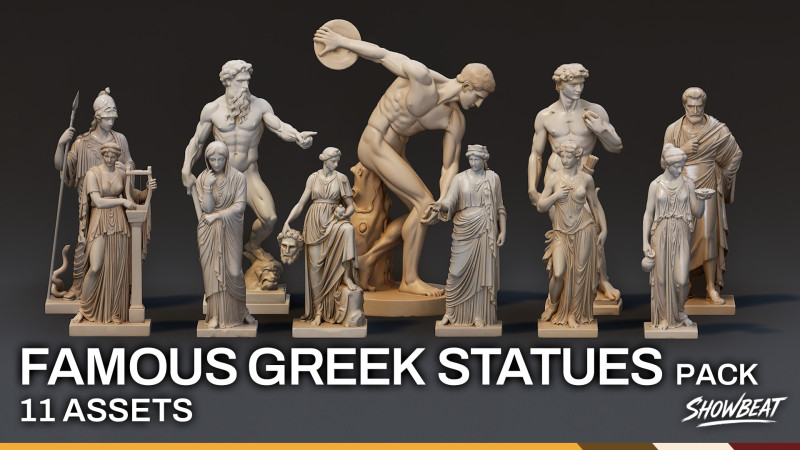 Pacote de estátuas gregas famosas Modelo 3D .c4d .max .obj .3ds .fbx .stl .blend 