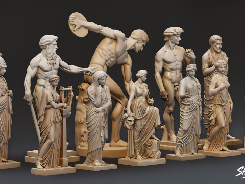 Pacote de estátuas gregas famosas Modelo 3D