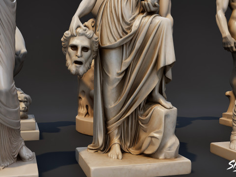 Pacote de estátuas gregas famosas Modelo 3D