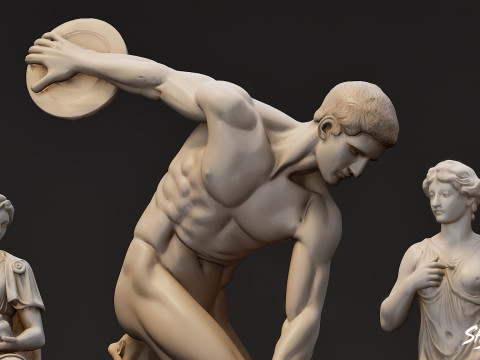 Pacote de estátuas gregas famosas Modelo 3D